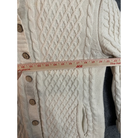 VTG Carraig Donn Women Wool Ireland Button Cardigan M Cable Knit Ivory Lined - Picture 9 of 11